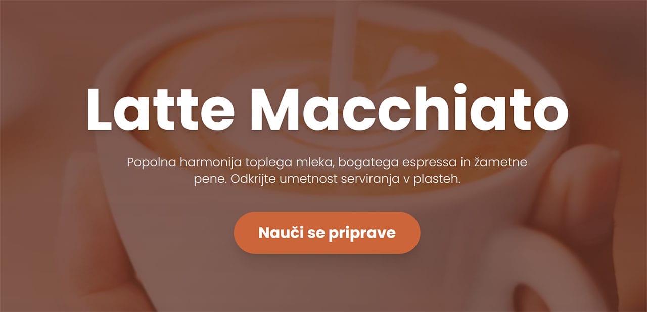 Priprava latte macchiato kave doma